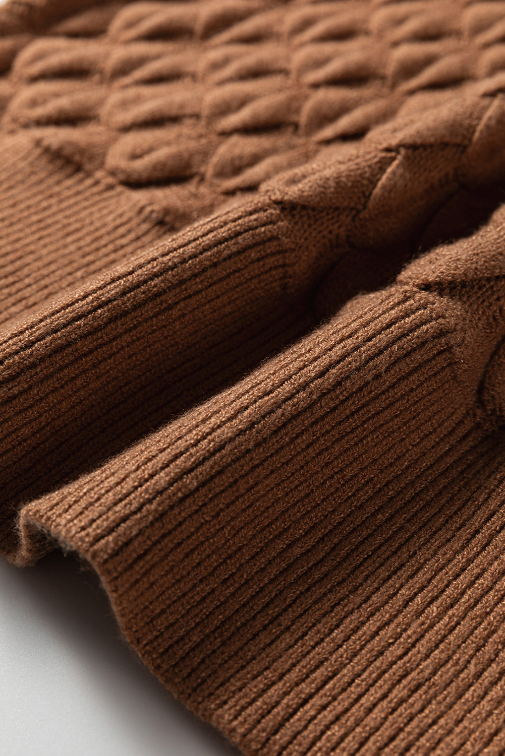 Fish Scale Textured Knit Ribbed High Neck Short Sleeve Sweater - eAura