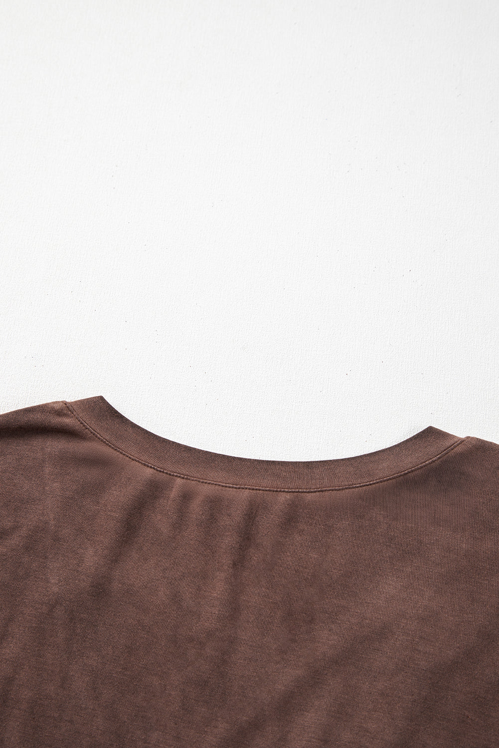 Chestnut Mineral Wash Criss Cross V Neck Casual T Shirt - Tops/Tops & Tees