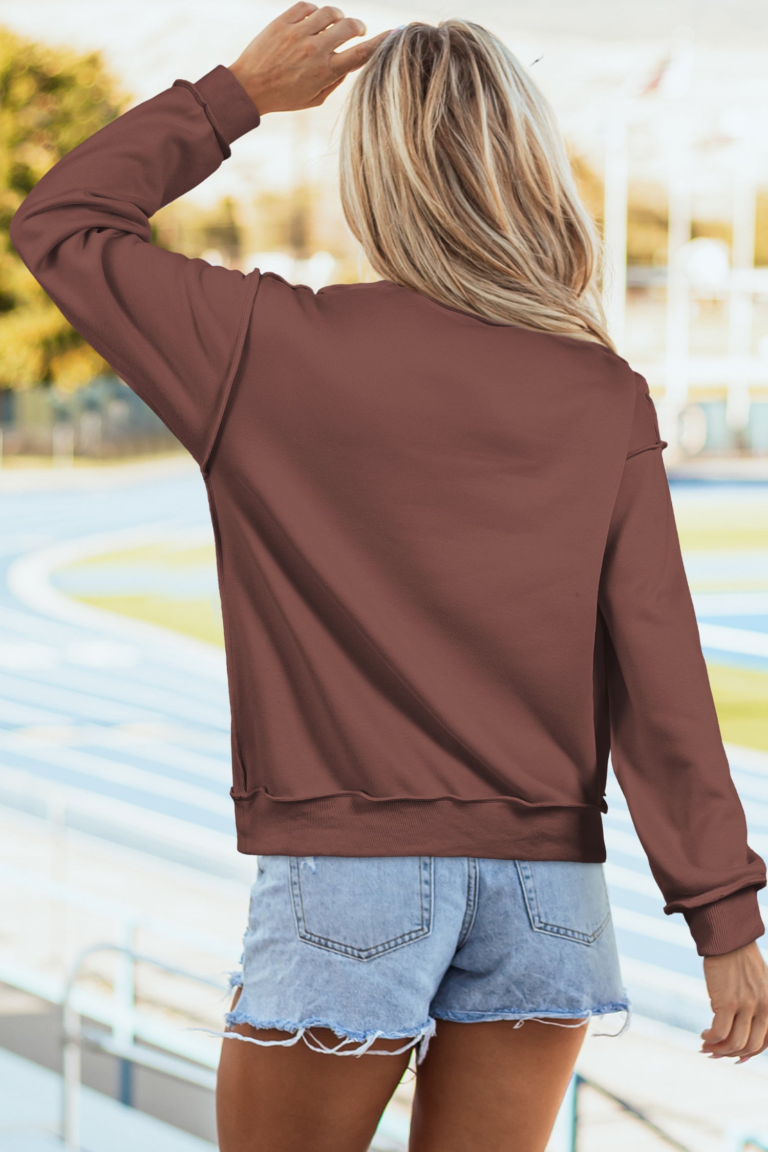 Carrot Oversize Drop Shoulder Reversible Mock Neck Sweatshirt – Orange
