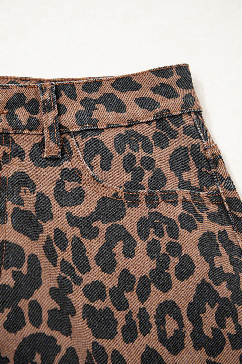Leopard Denim Frayed Split Denim Midi Skirt - eAura