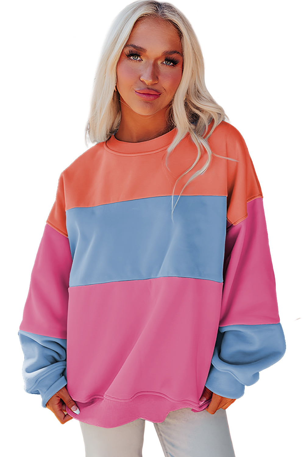 Colourblock Patchwork Drop Shoulder Sweatshirt