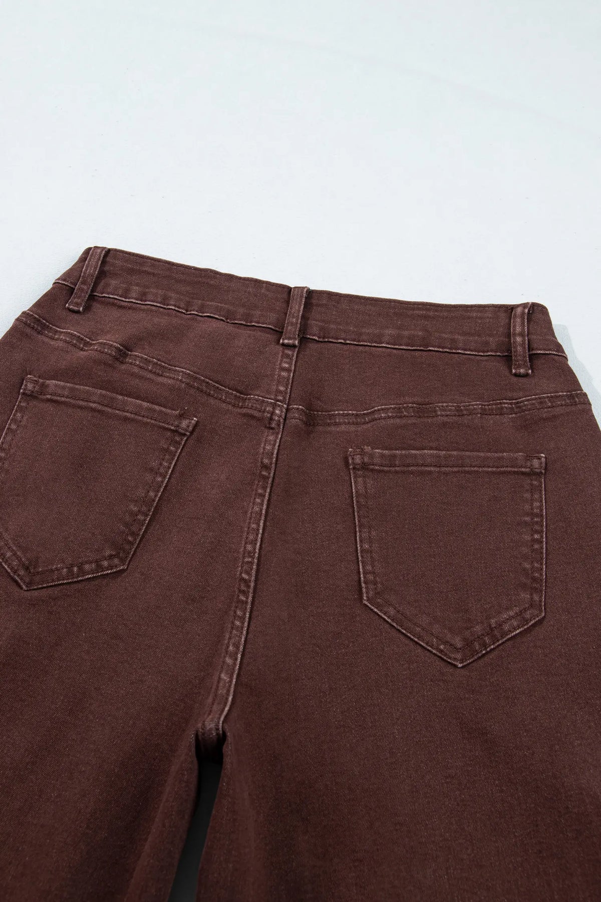 Side Seam Rivet Detail Ankle Length Casual Jeans – Coffee