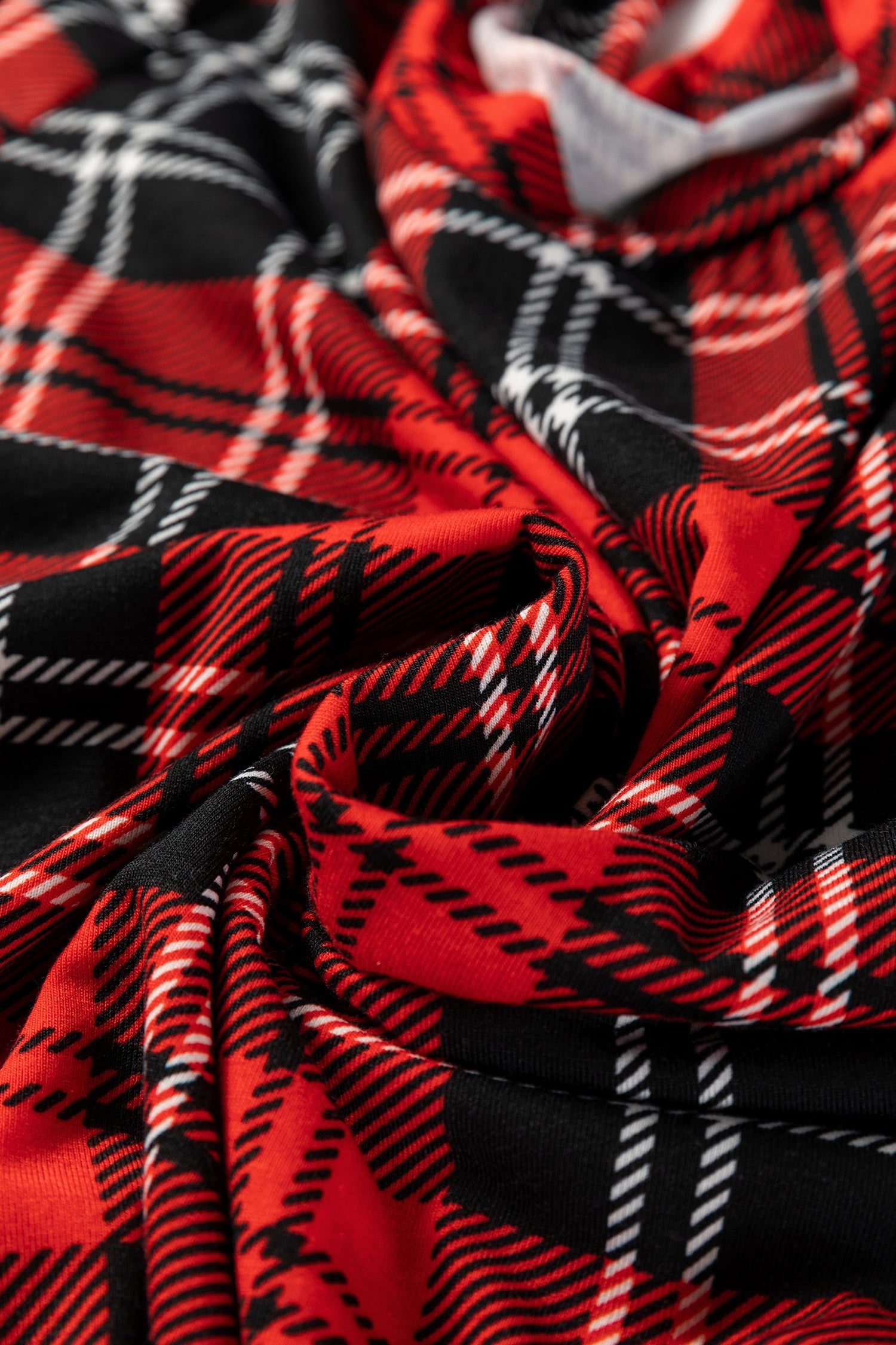 Festive Plaid Print Round Neck Long Sleeve and Bottoms Pyjamas - eAura