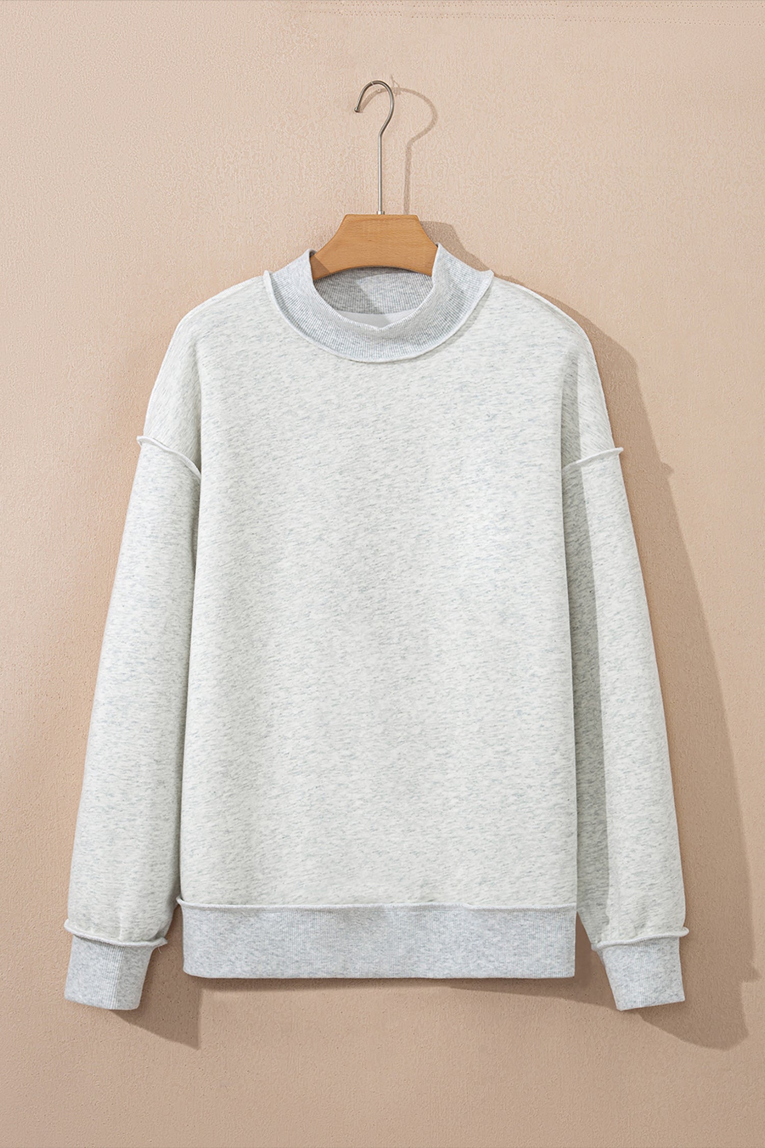 Black Oversize Drop Shoulder Reversible Mock Neck Sweatshirt