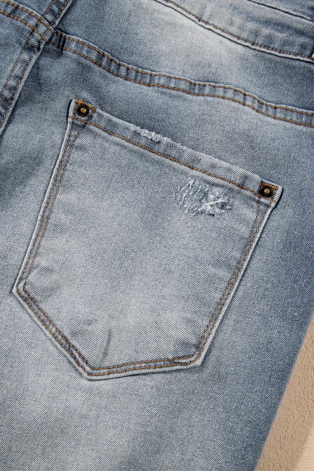 Dusk Blue Vintage Light Wash Ripped Raw Edge Flare Jeans Beagle Boutique Fashion Outlet