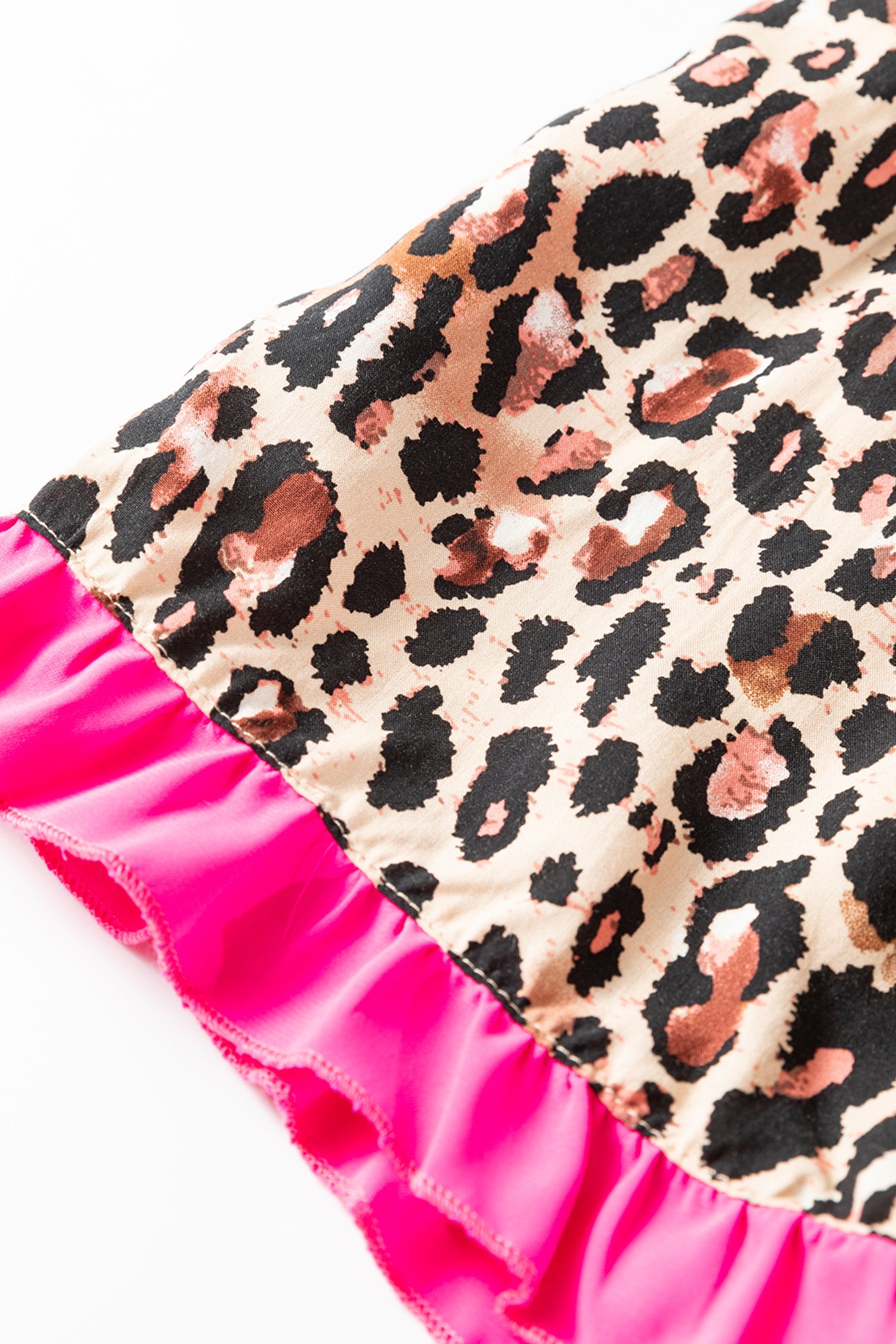 Leopard Print Contrast Trim Long Sleeve Shirt Shorts Pyjama Set - Loungewear & Sleepwear/Pyjama