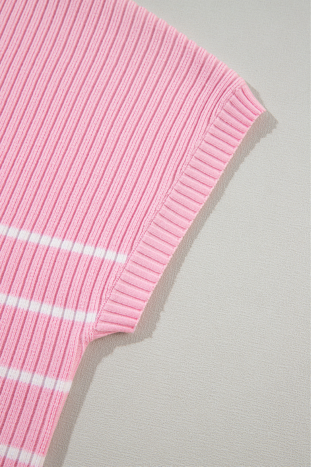 Pink Stripe Ribbed Loose Plus T Shirt BB Fashion Outlet