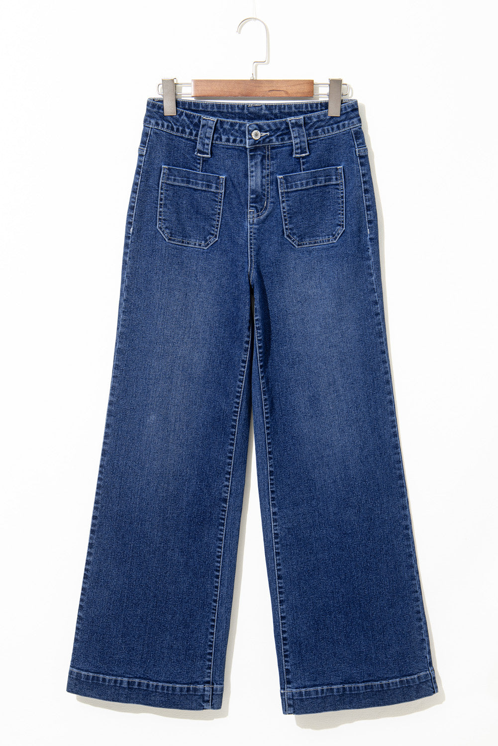 Sail Blue Wide Leg Pocketed High Waist Jeans Beagle Boutique Fashion Outlet