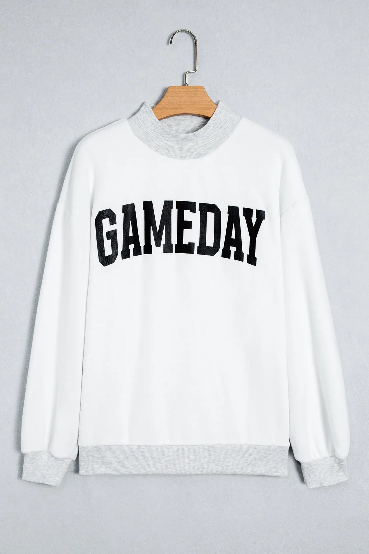 High Neck GAMEDAY/ FOOTBALL Double Side Printed Reversible Sweatshirt – Light Grey