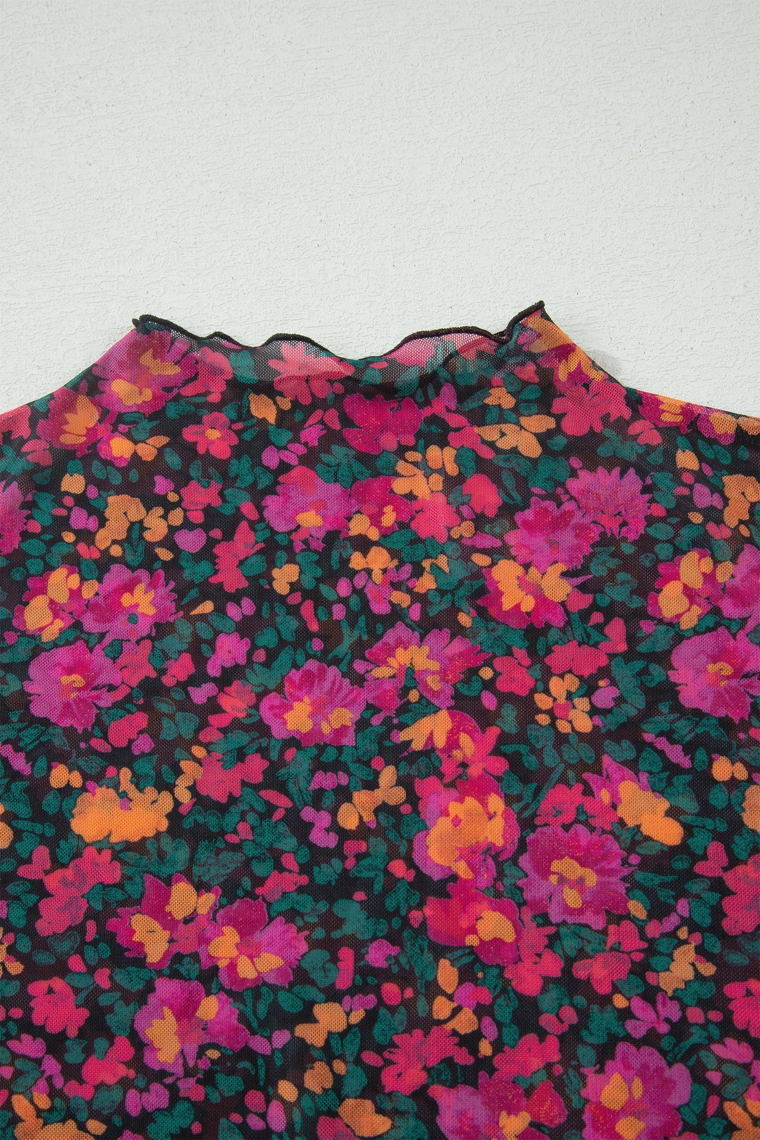Plus Size Floral Print Sheer Mesh Short Sleeve Top – Rose