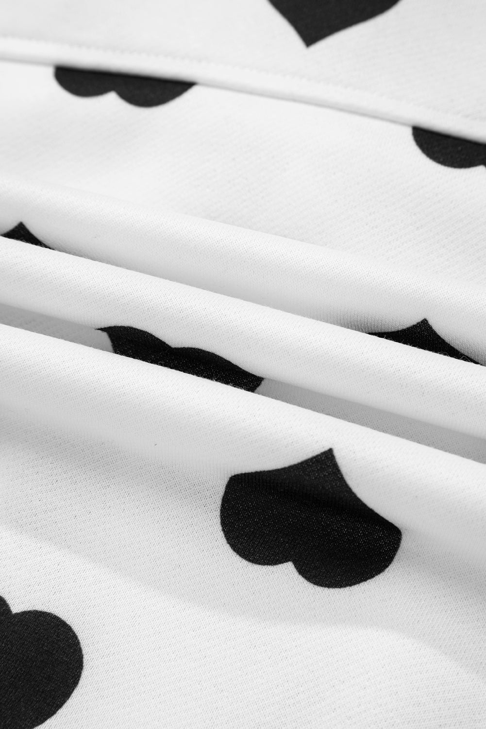 White Double Flap Pocket Heart Print Collar Zip Jacket - eAura