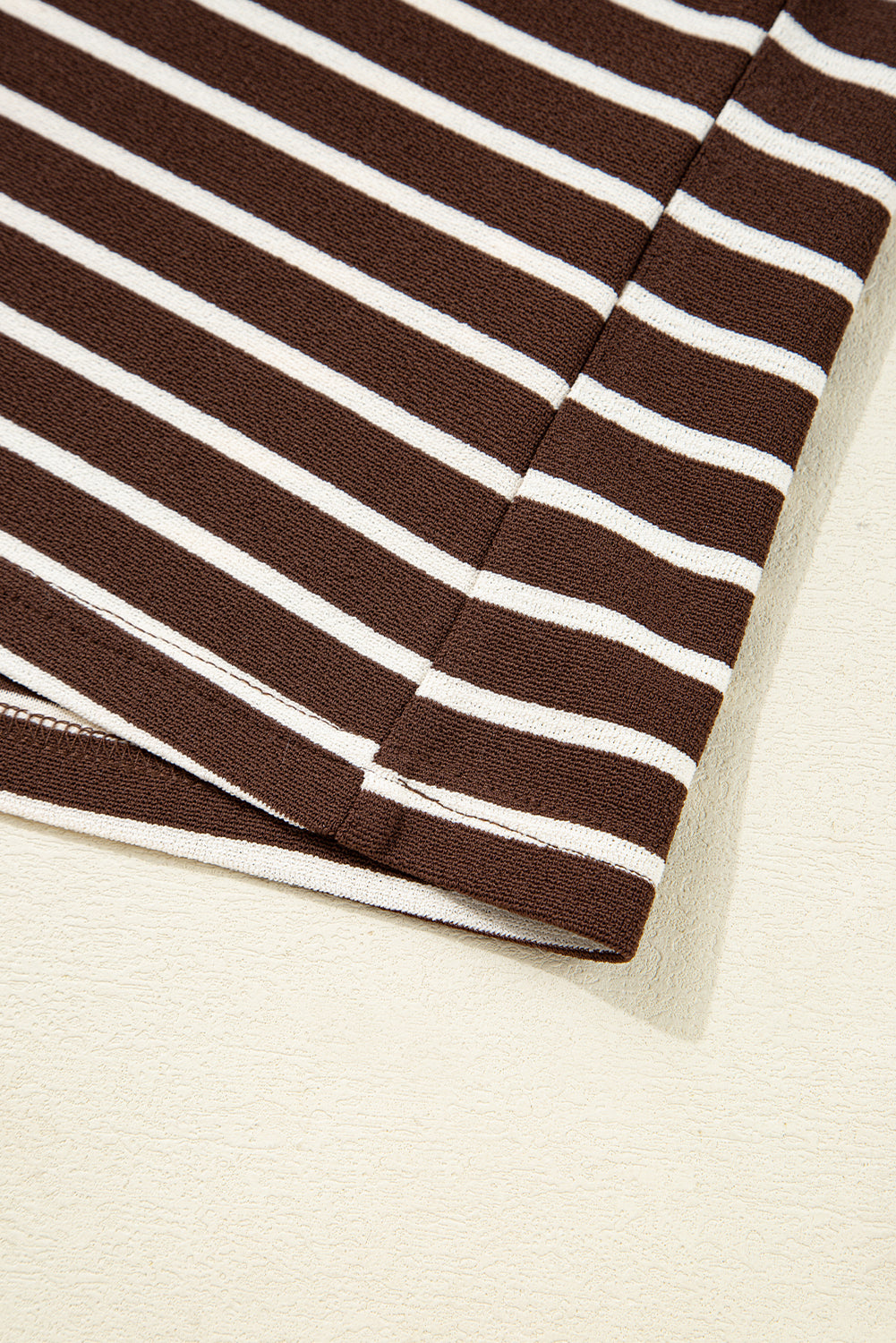 Striped Ribbed Cropped Long Sleeve T-Shirt - eAura