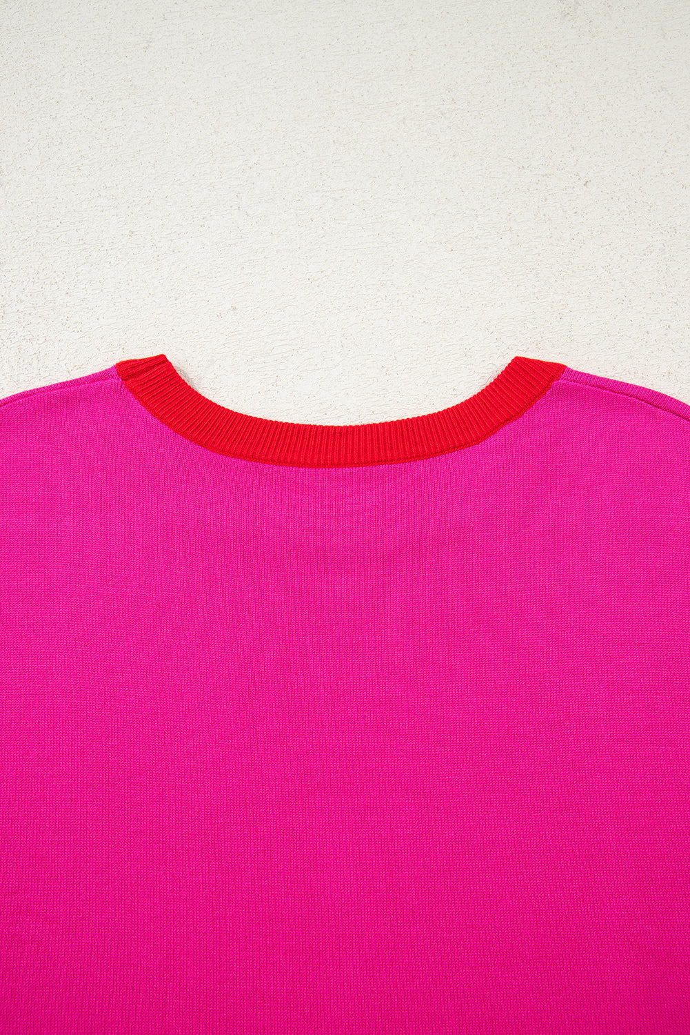 Contrast Trim Round Neck Short Sleeve Loose Knit Sweater eAura