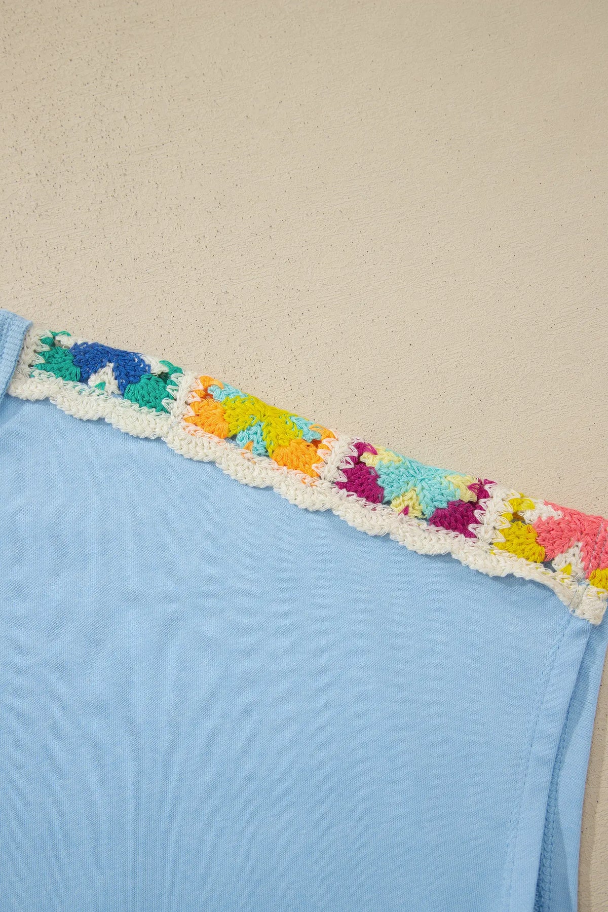 Mist Blue Granny Square Crochet Detail Short 2pcs Set – Light Blue