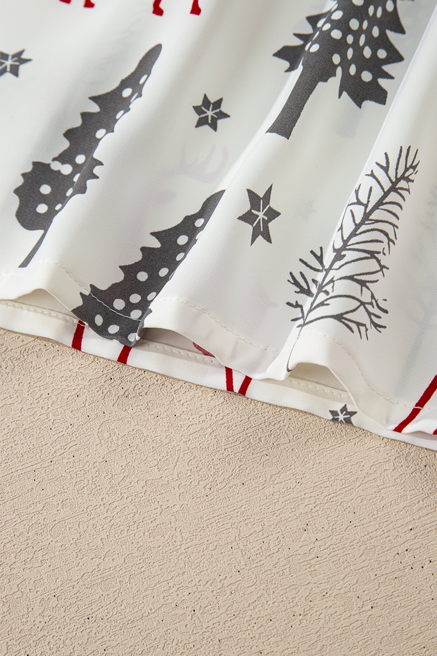 Christmas Print Velvet Trim Bow Knot Pyjama Shorts Set - Loungewear & Sleepwear/Sleepwear