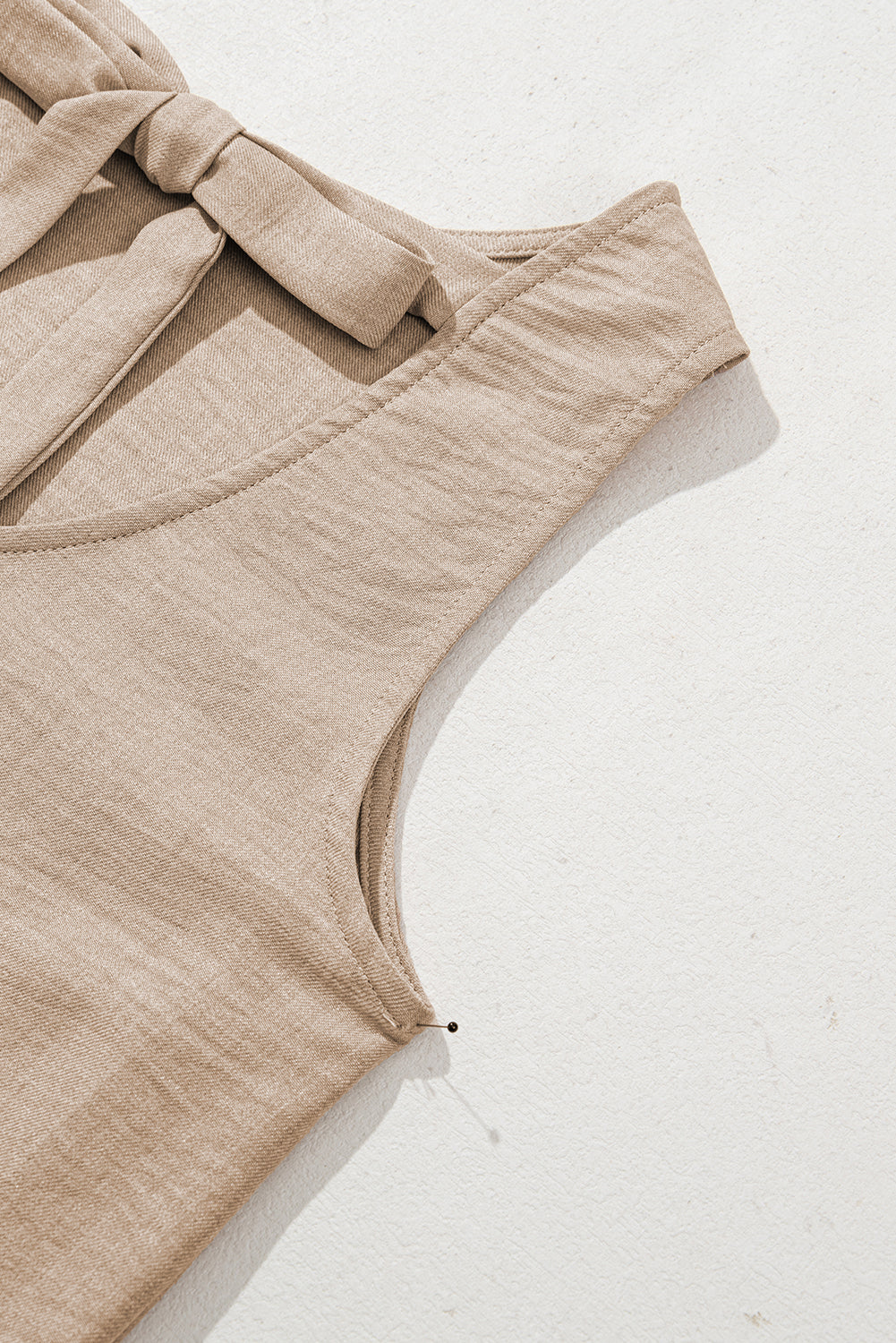 Knot Scoop Back Ruffle Hem Sleeveless Mini Dress eAura