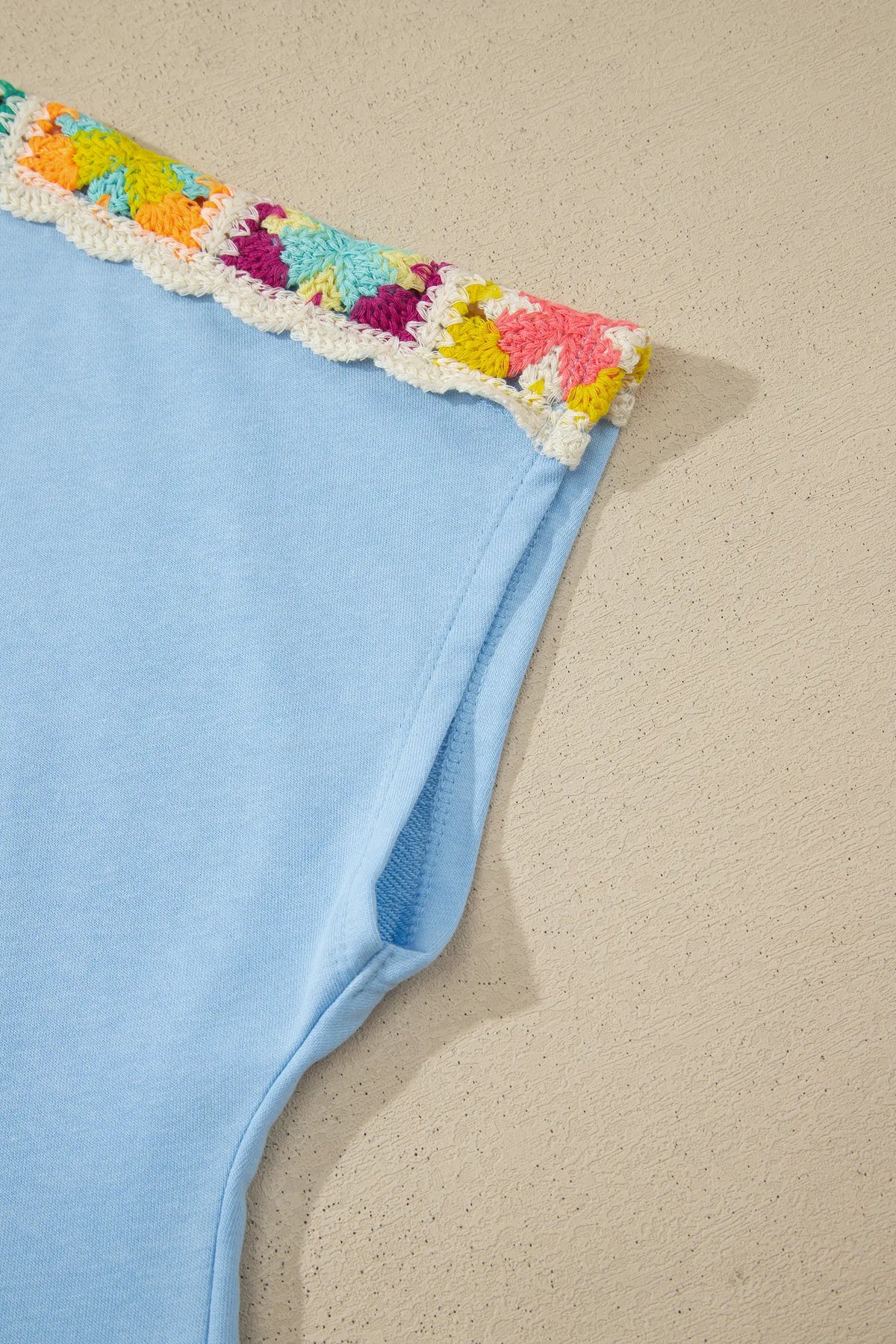 Mist Blue Granny Square Crochet Detail Short 2pcs Set – Light Blue