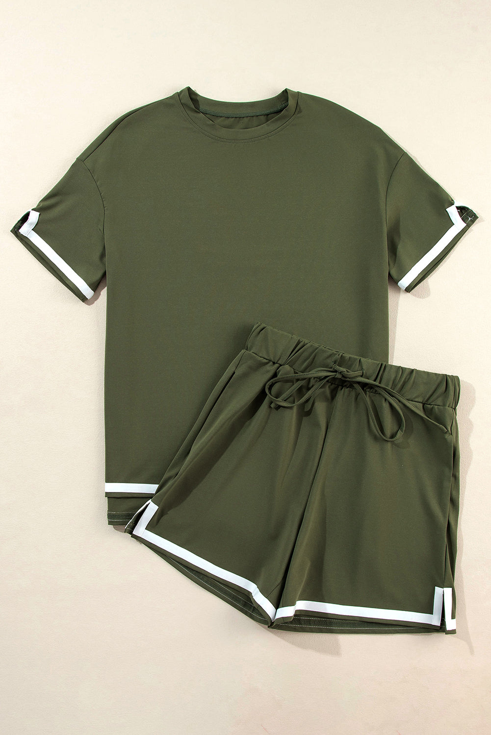 Black Contrast Trim Tee and Shorts Set Co-ord eAura