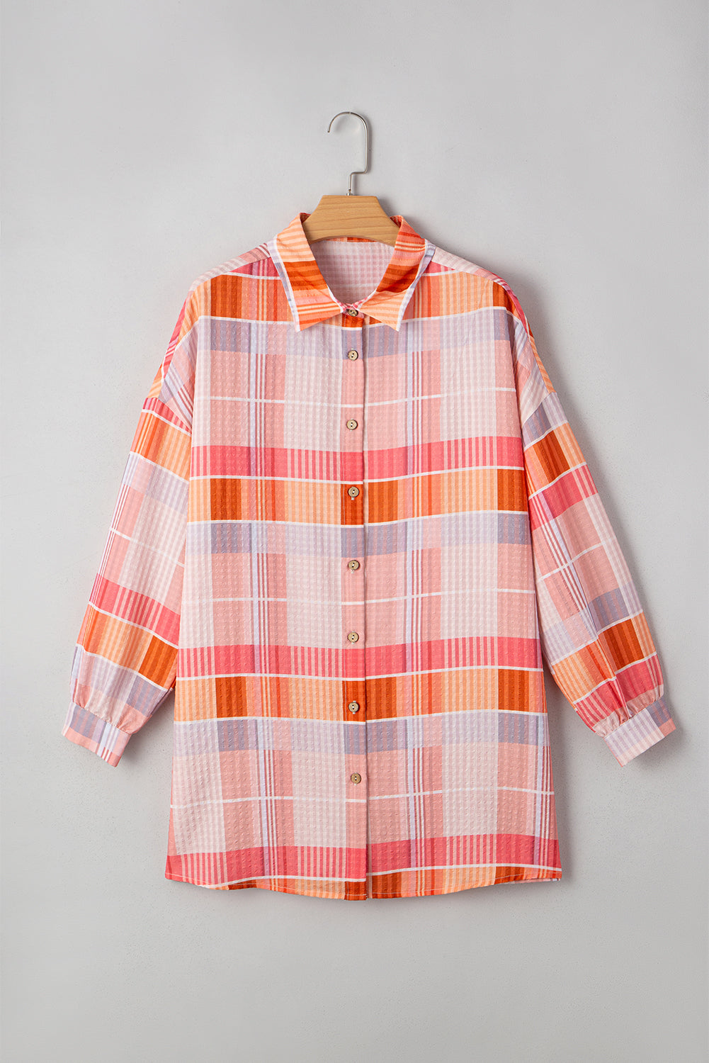 Pink Oversized Check Tunic Shirt - eAura