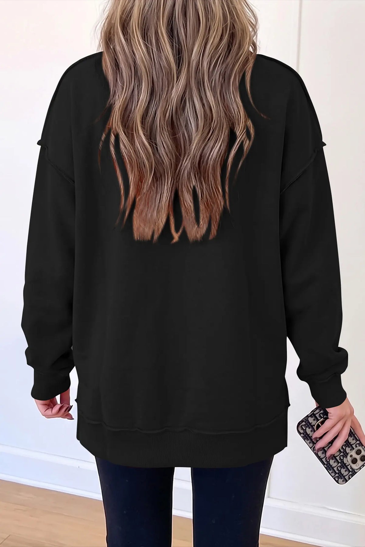 Oversize Drop Shoulder Reversible Mock Neck Sweatshirt