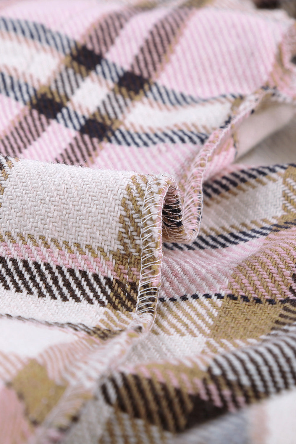 Pink Geometric Plaid Print Pocketed Shacket Beagle Boutique Fashion Outlet