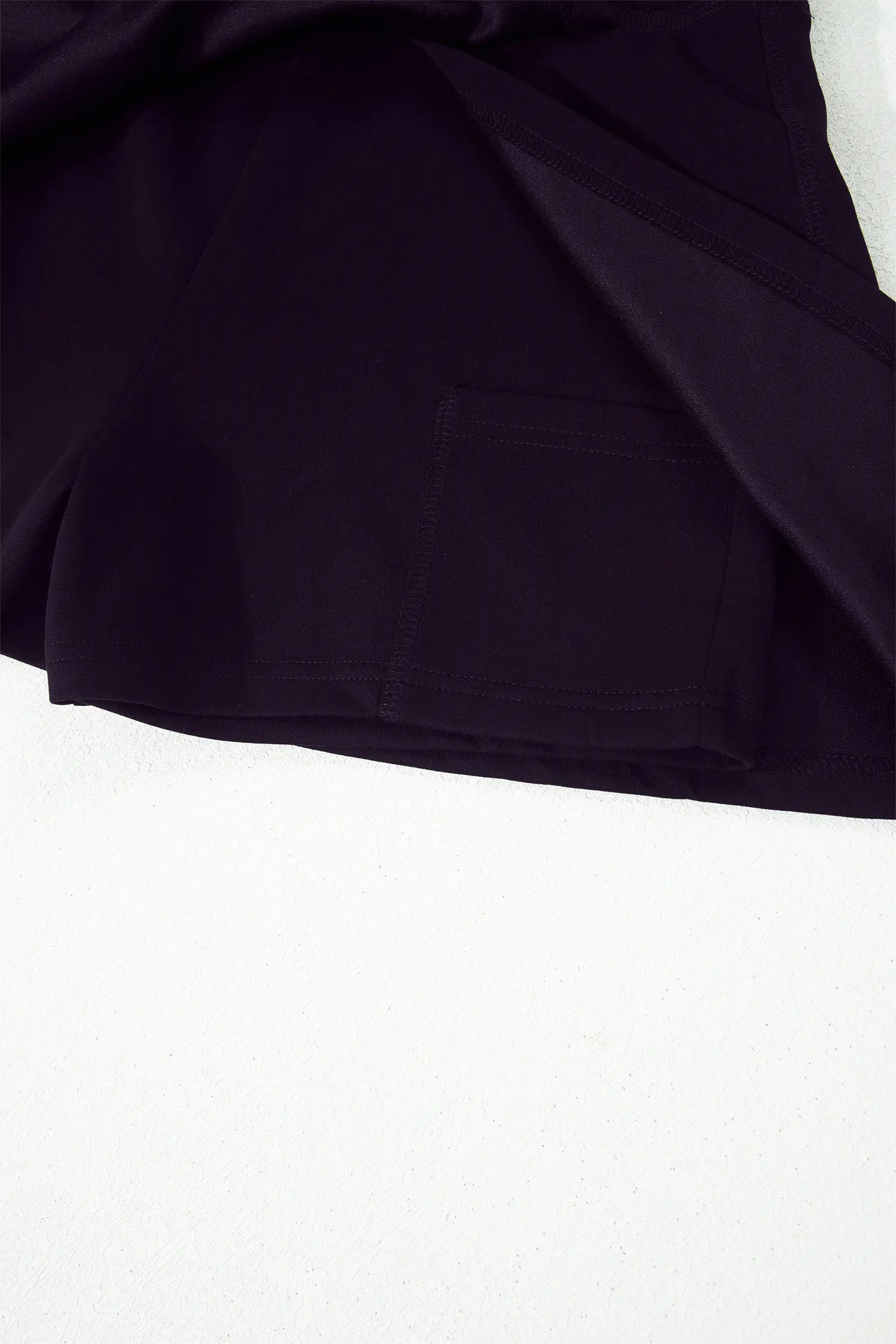 Black Solid Color Wrapped Side Slit Skort