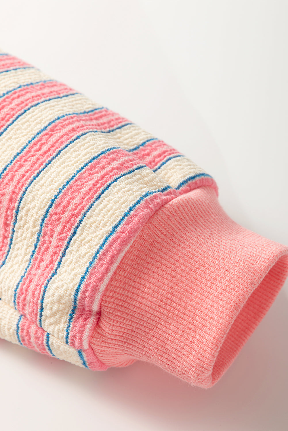 Pink Stripe Buttoned V Neck Collared Drop Shoulder Top BB Fashion Outlet