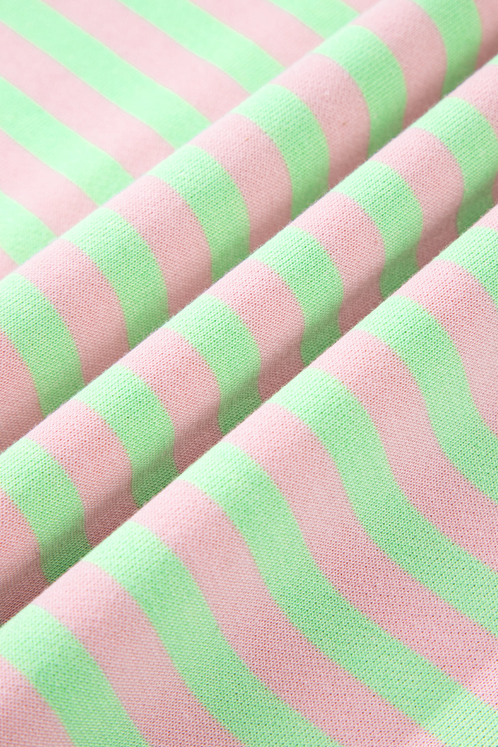 Striped Contrast Ribbed Trim Crossed Stitch Drop Shoulder Sweatshirt - eAura