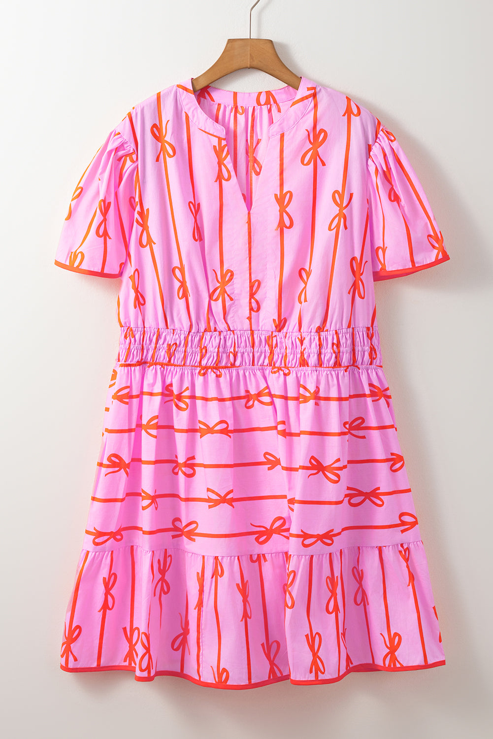 Rose Bow Tastic Clinched Waist Ruffled Plus Size Dress BB Fashion Outlet