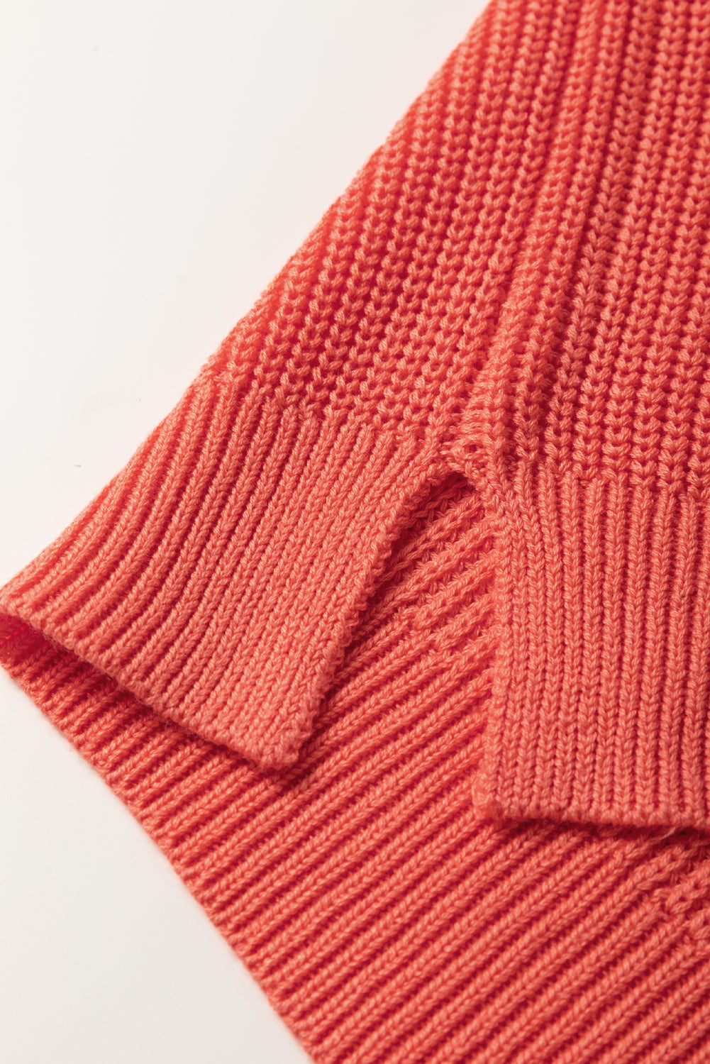 Flamingo Solid Textured Knitted Notch V Neck Sweater eAura