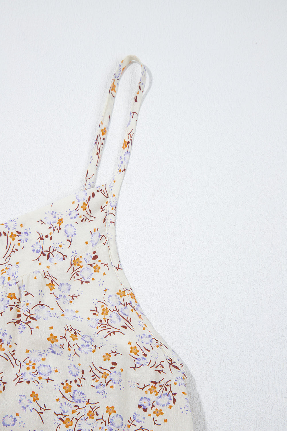 Apricot Boho Floral Spaghetti Straps Strappy Cami Top eAura