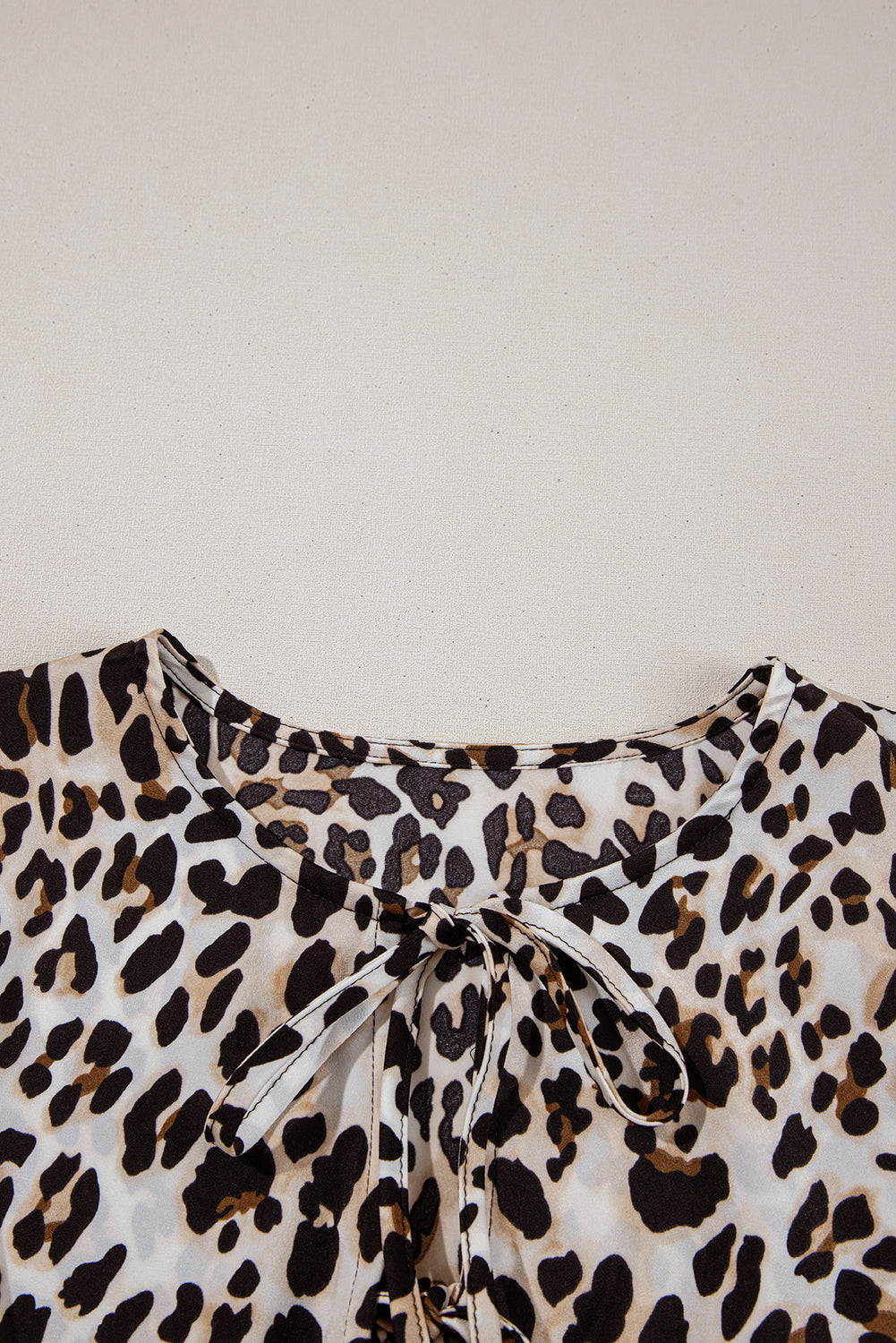 Multicolour Leopard Tie Front Puff Sleeve Short Flared Dress eAura