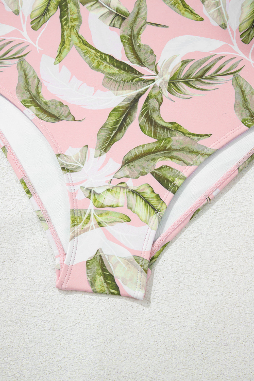 Pink Tropical Asymmetric Cut out Halter Backless One Piece Swimwear eAura