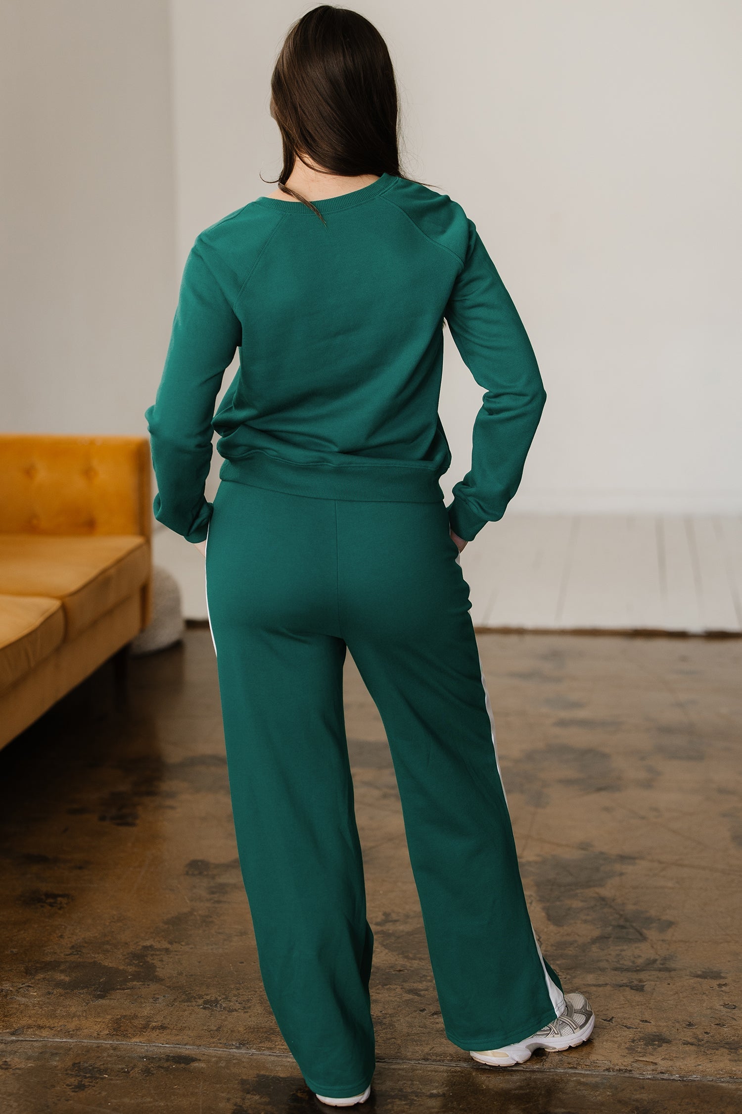 Pullover Top Varsity Stripe Detail & Loose Drawstring Trousers Co-ord - Two Piece Sets/Pant Sets