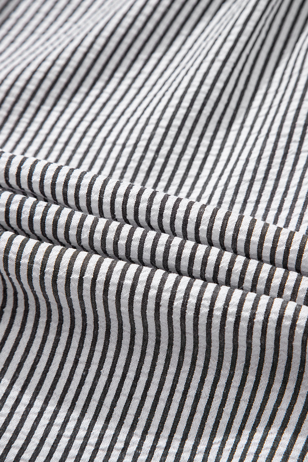 Striped Ruffle Short Bubble Sleeve Shirt eAura