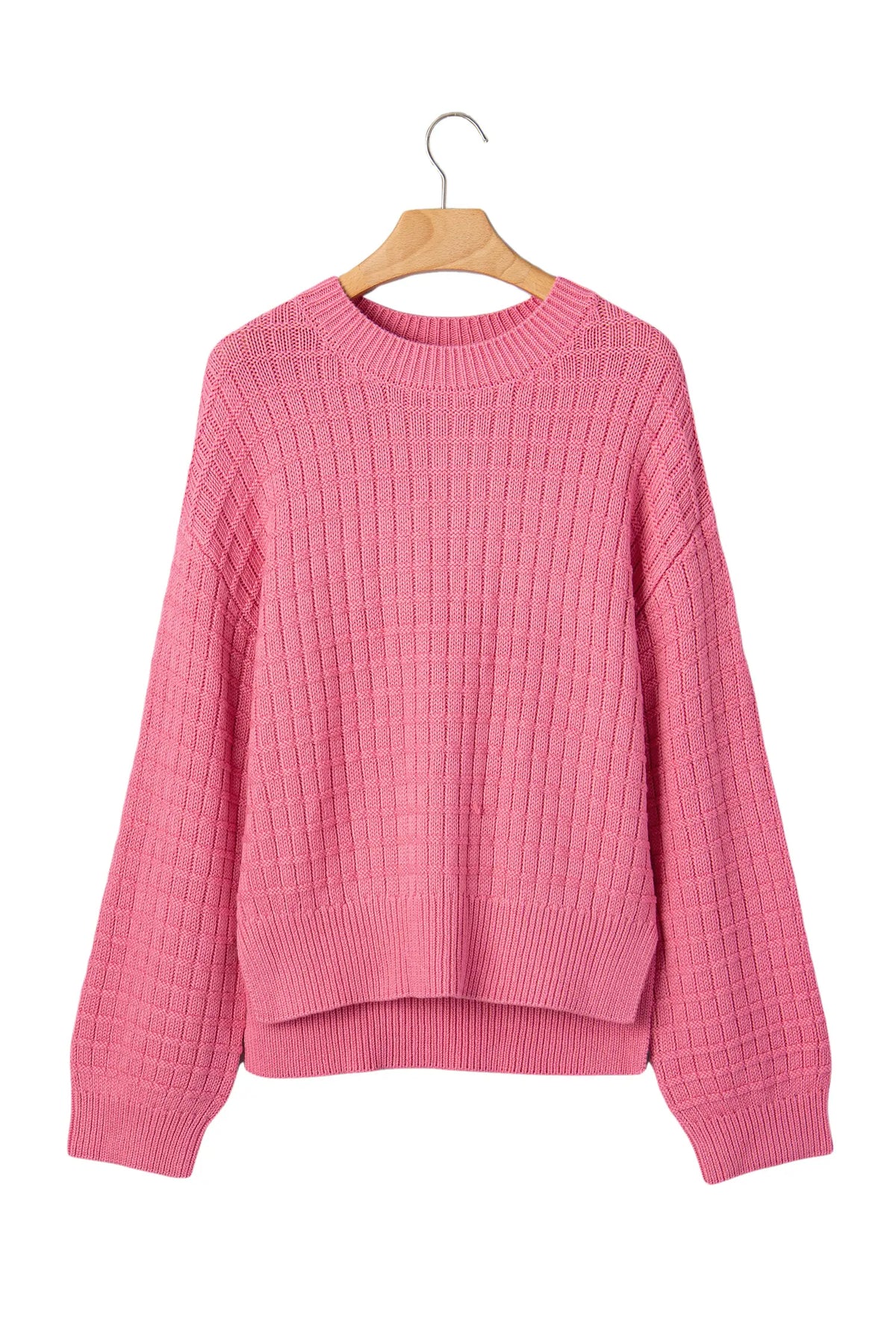 Drop Shoulder Long Sleeve Knit Regular Fit Sweater – Peach Blossom