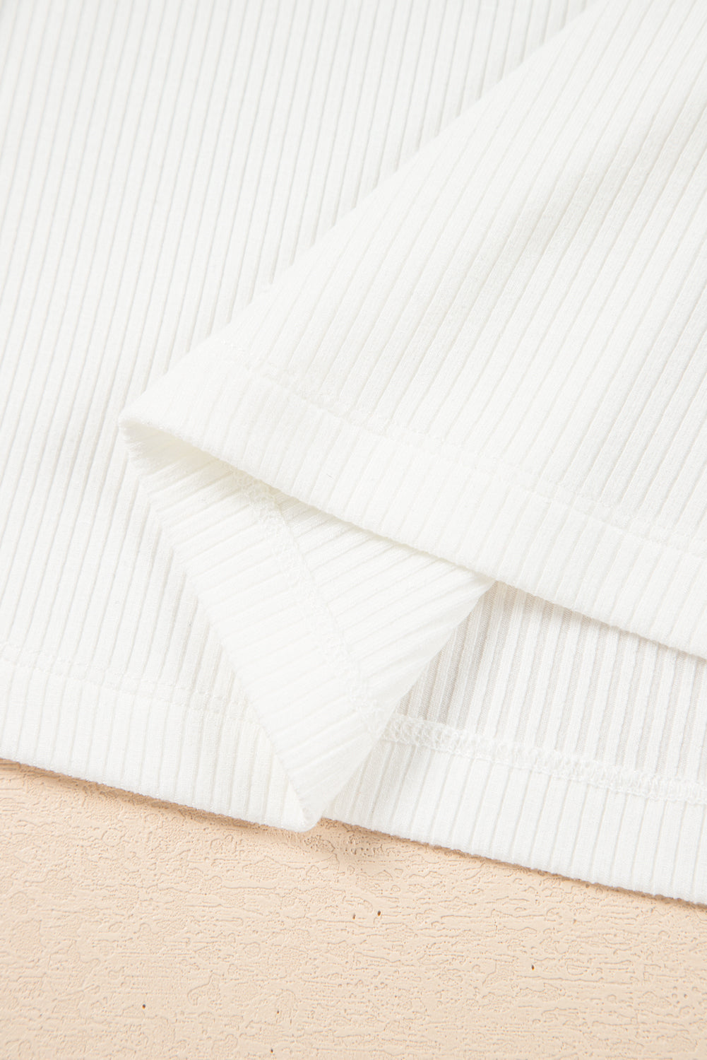 White Eyelet Pattern Short Sleeve Patchwork Ribbed Top eAura
