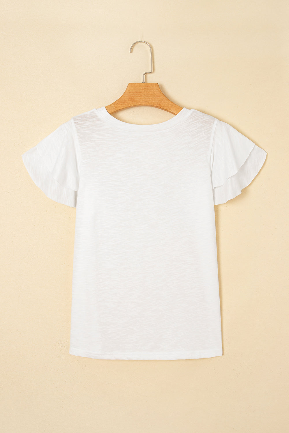 White Layered Ruffle Short Sleeve Round Neck Top eAura