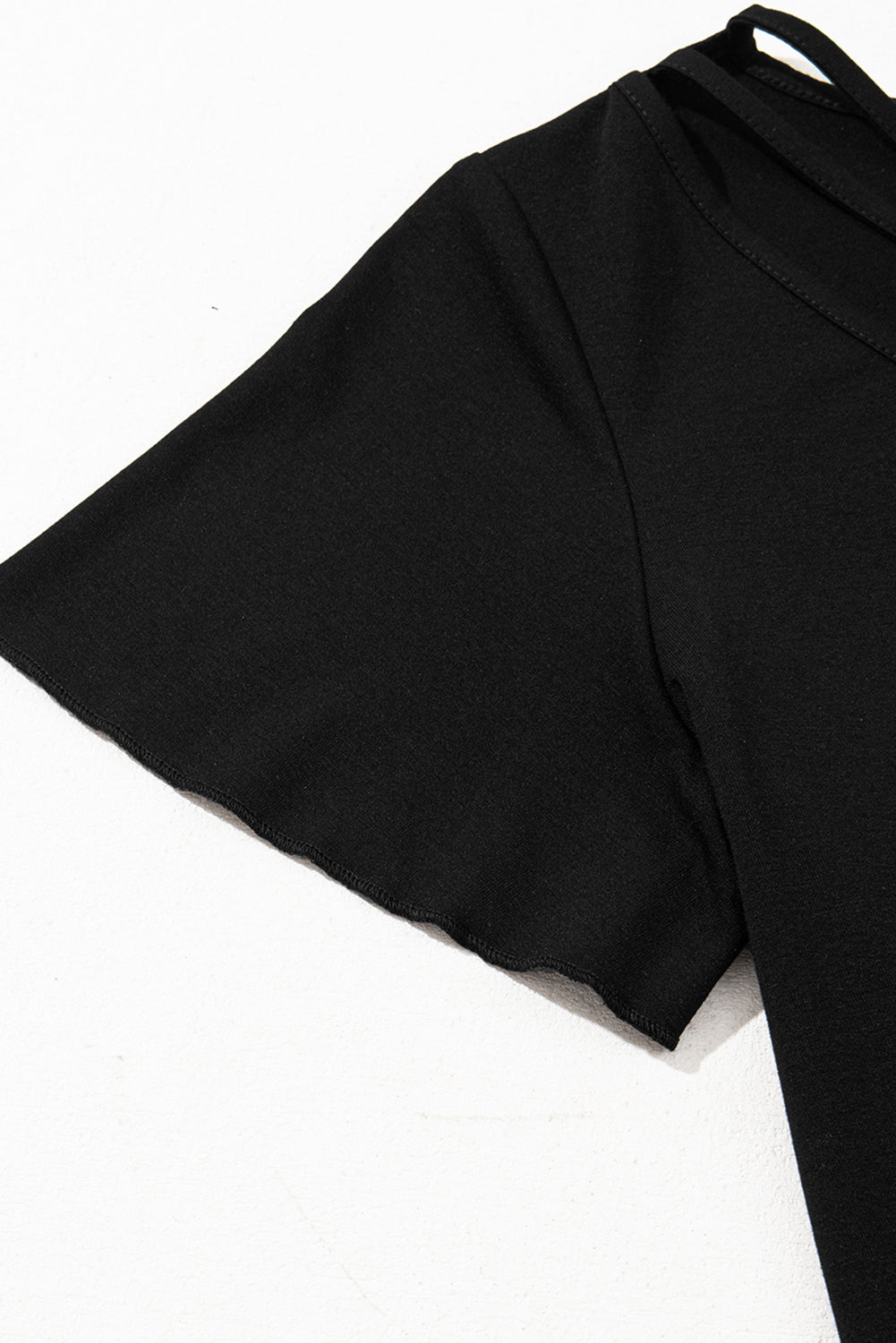Black Crisscross V Neck Butterfly Sleeve T Shirt eAura