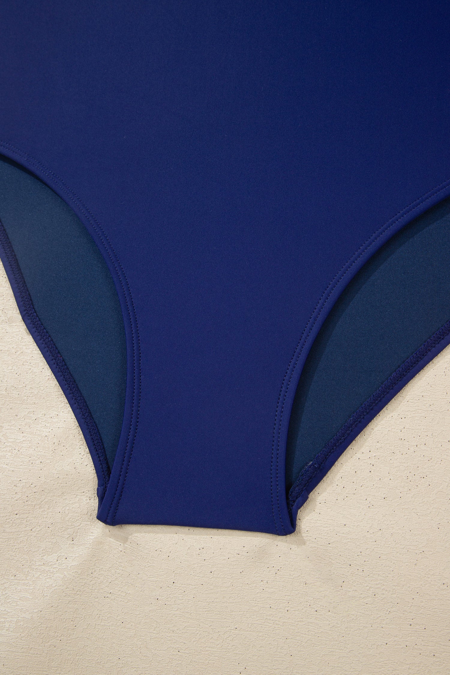 Shell Stitched Trim V-Neck Textured High Waist Bikini
