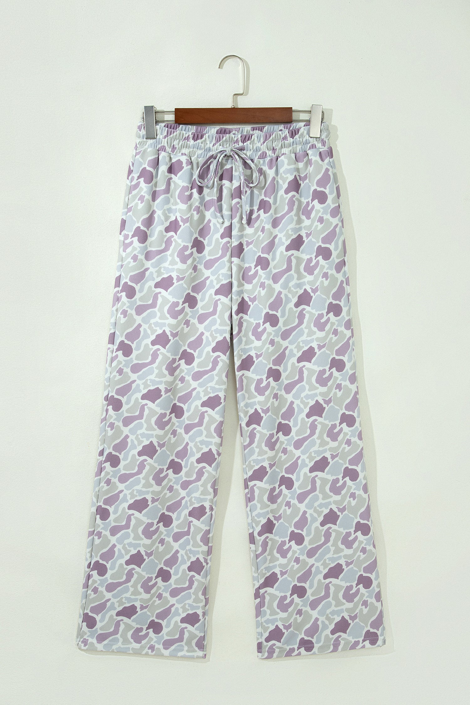 Camo Print Drawstring Waist Loose Fit Full Length Pants – Green
