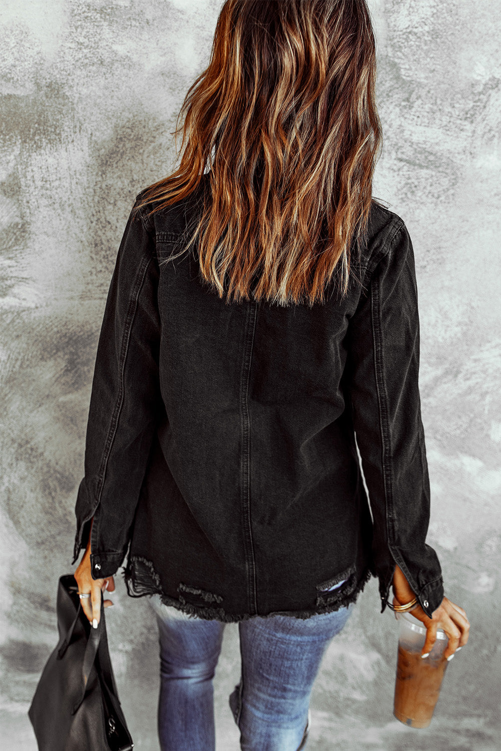 Black Ripped Denim Jacket Beagle Boutique Fashion Outlet