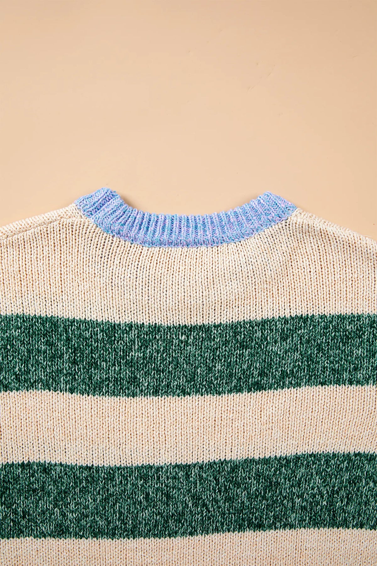 Striped Colourblock Drop Shoulder Pullover Sweater – Green Stripe