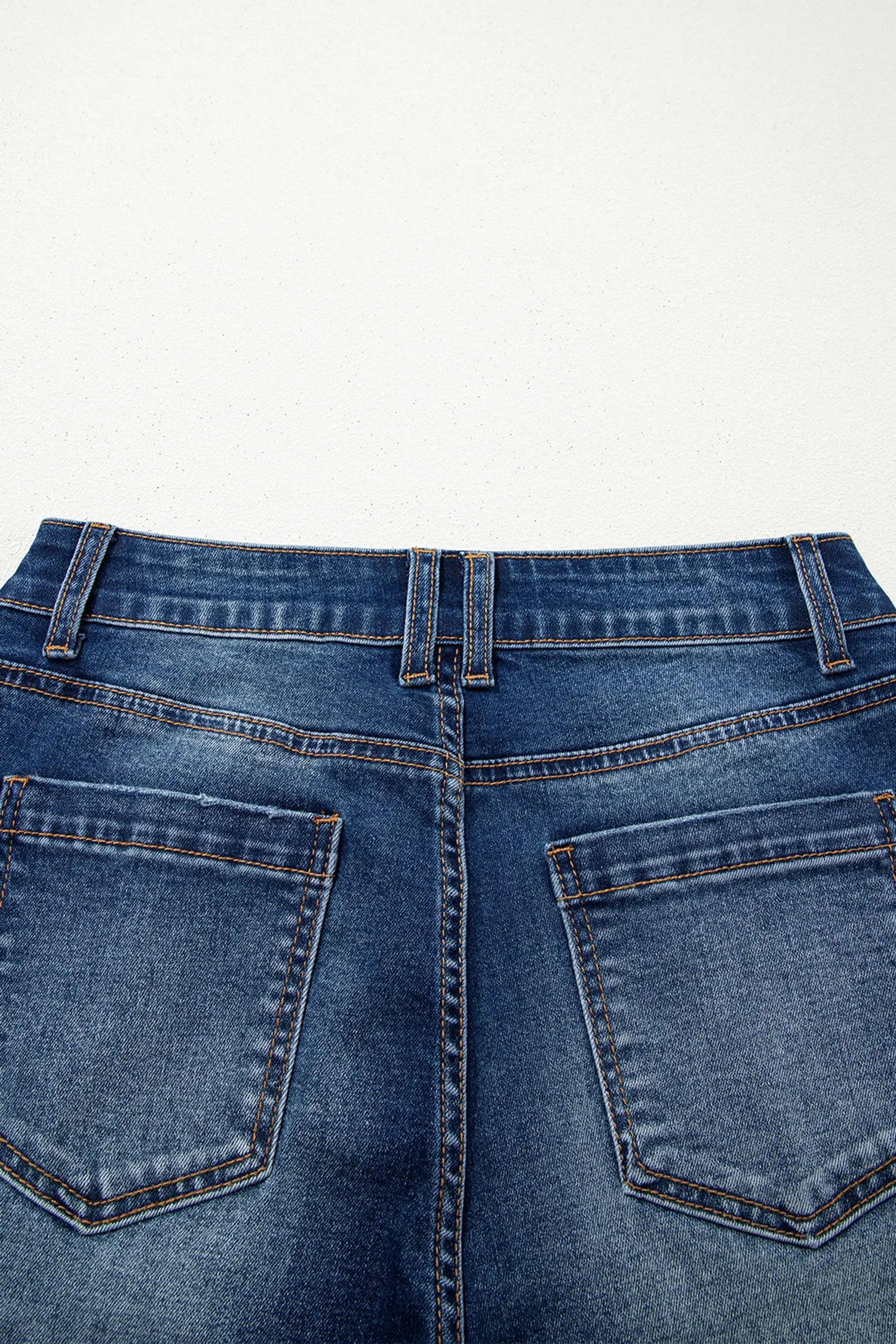 Sky Blue Chic Seam Detail Raw Hem Ankle Length Jeans