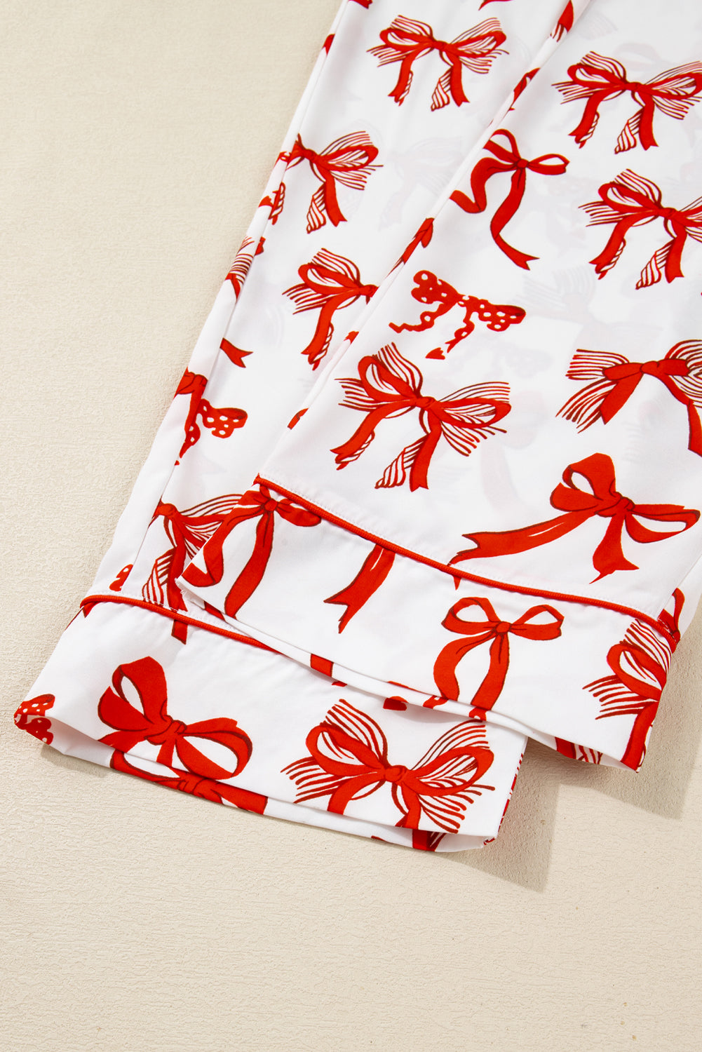 Red Christmas Bow Print Pyjama Set - eAura