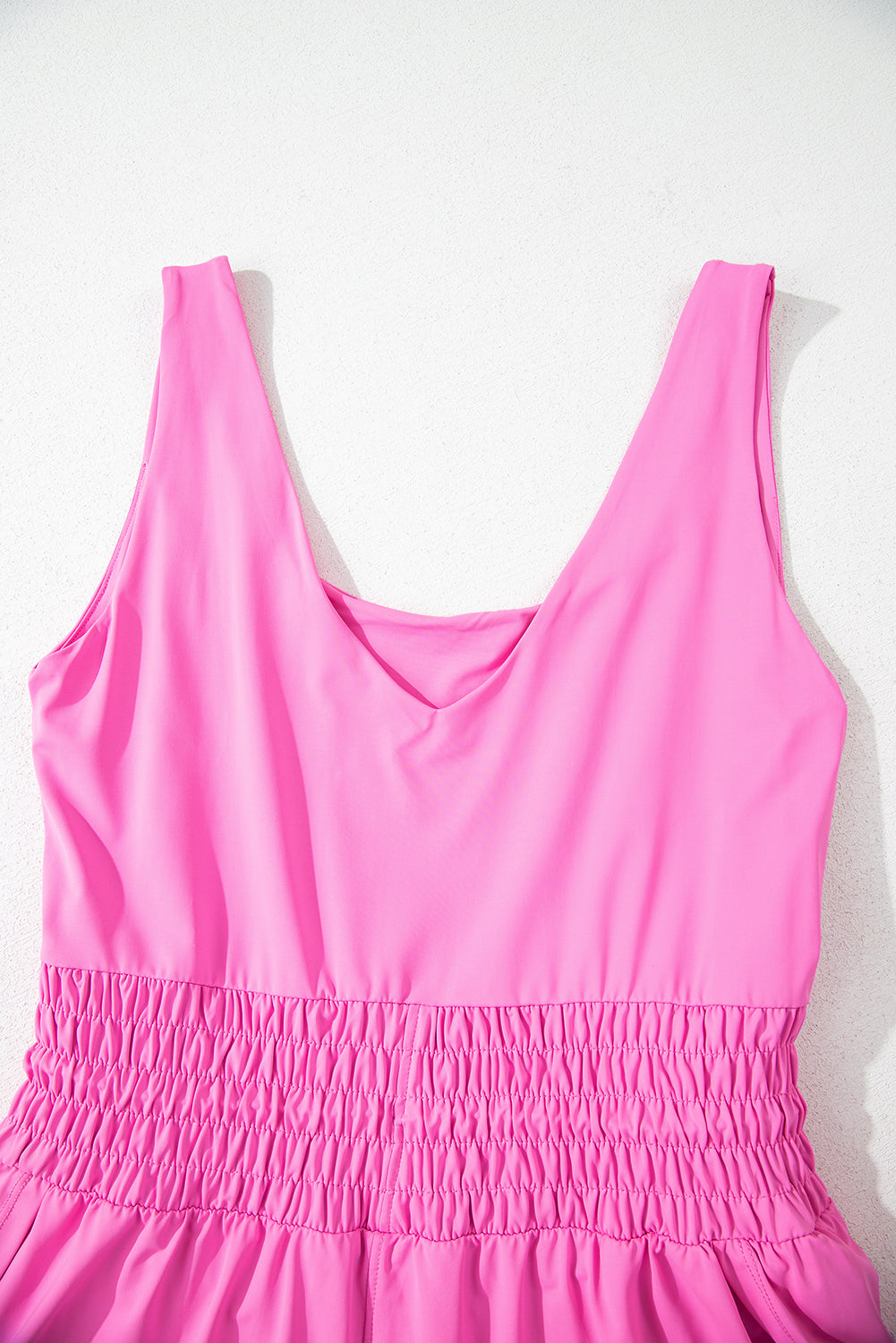 Sachet Pink Plain Sleeveless Loop Drawstring Cinched Waist Romper BB Fashion Outlet