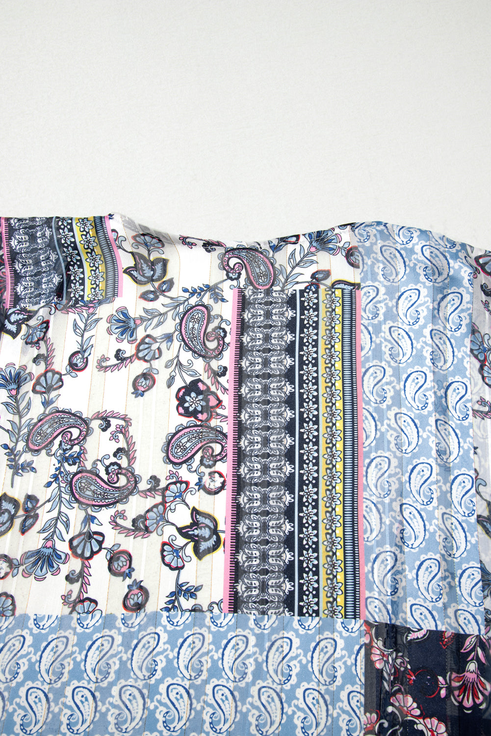 Retro Floral Print Long Loose Open Front Kimono – Blue