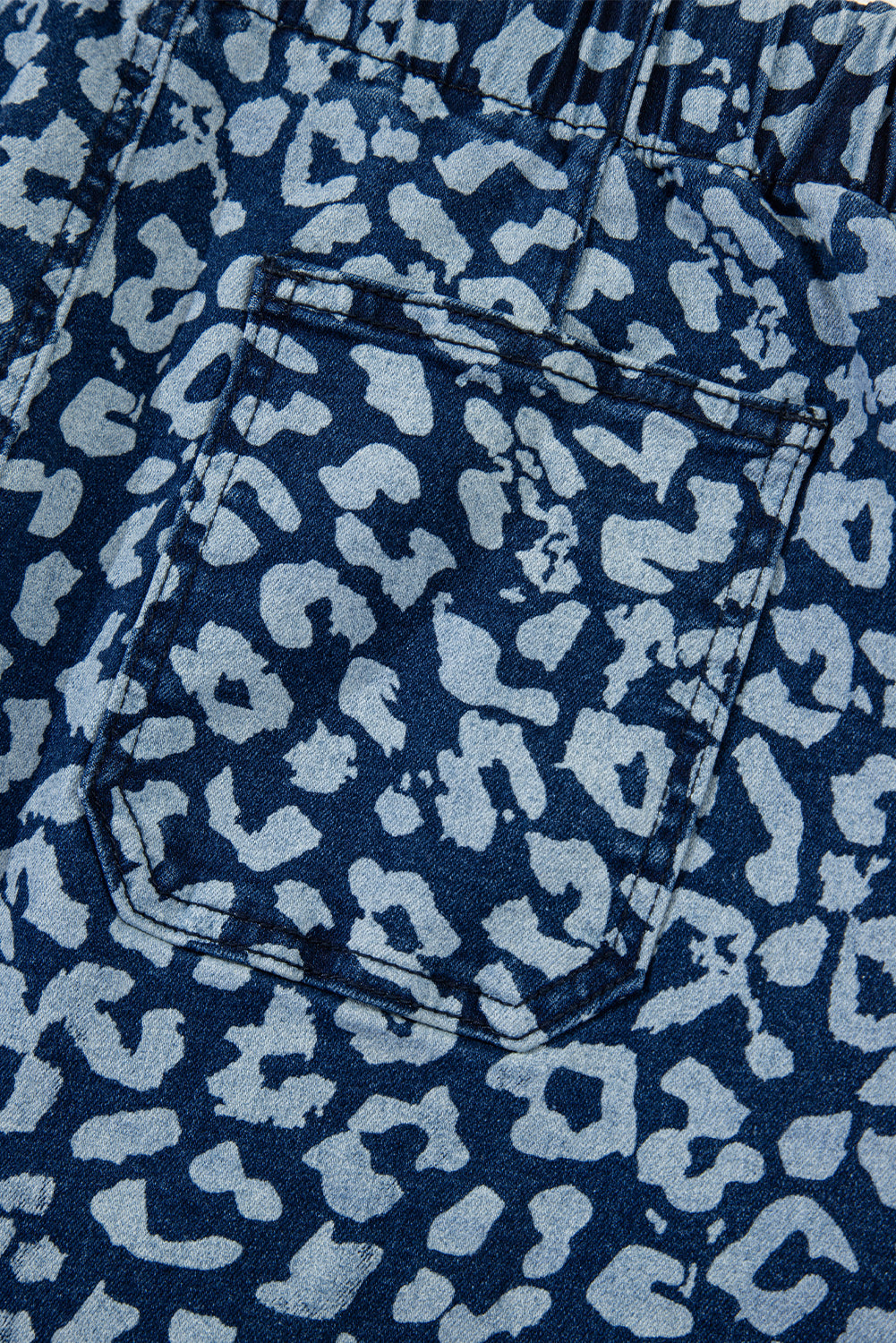 Leopard Printed Drawstring Elastic Waistband Pocketed Wide Leg Jeans - eAura