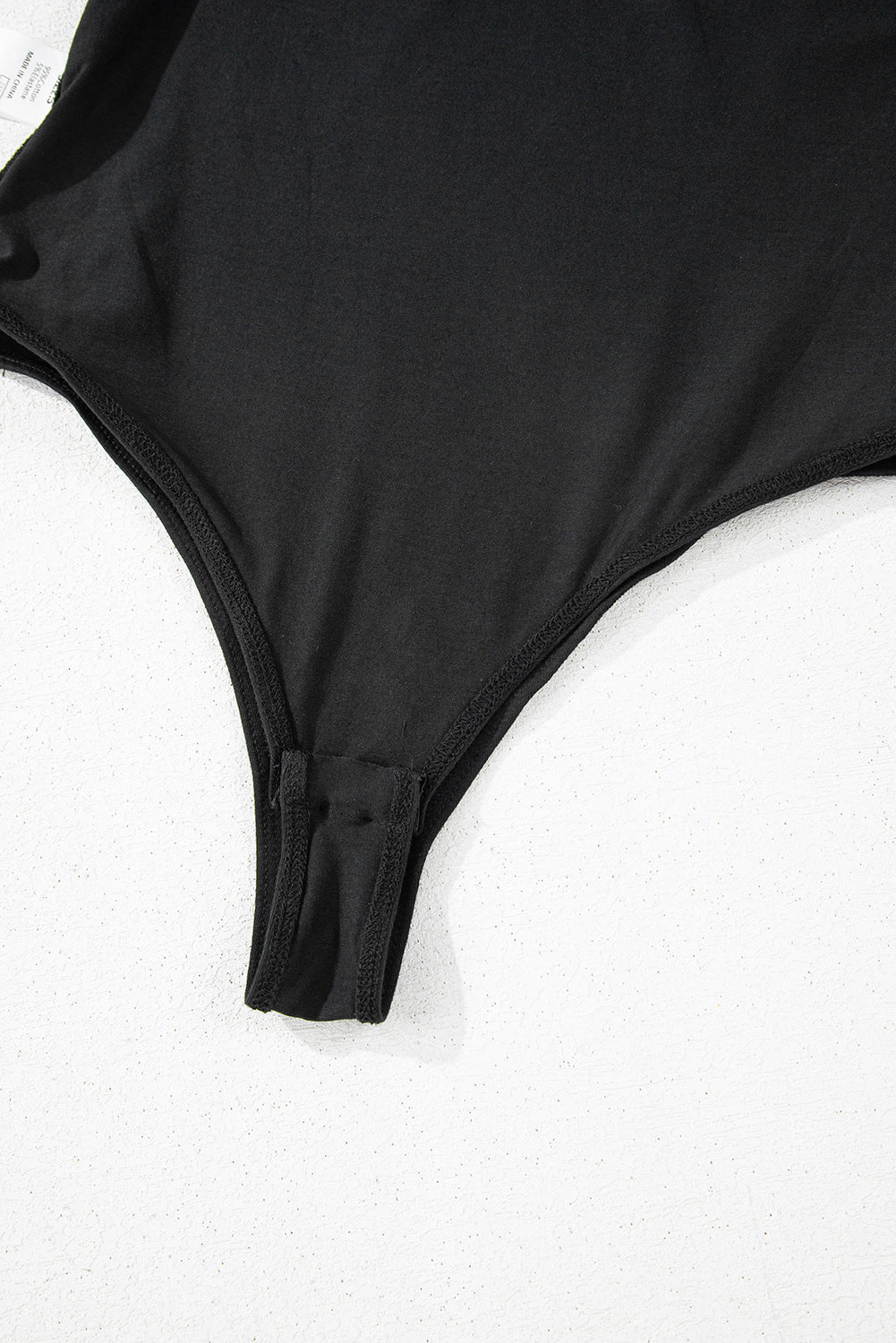 Black Solid Colour Pleated One Shoulder Bodysuit eAura