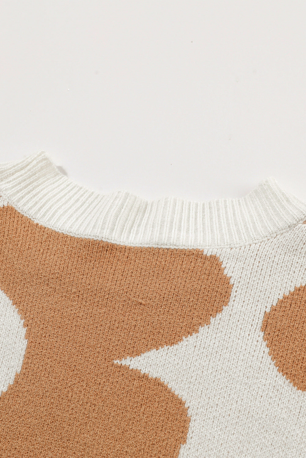 Khaki Big Flower Pattern Drop Shoulder Sweater eAura